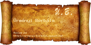 Ürményi Borbála névjegykártya